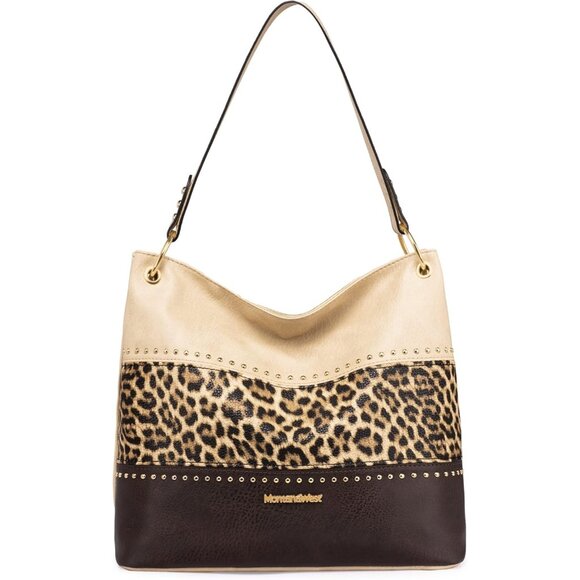 Women's Leopard/Coffee Hobo Bag For Ladies Shoulder With Zipper With Back Pocket
